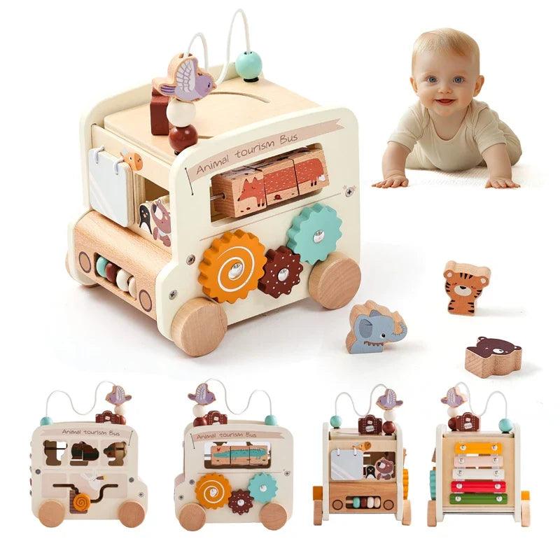 Montessori Wooden Activity Bus